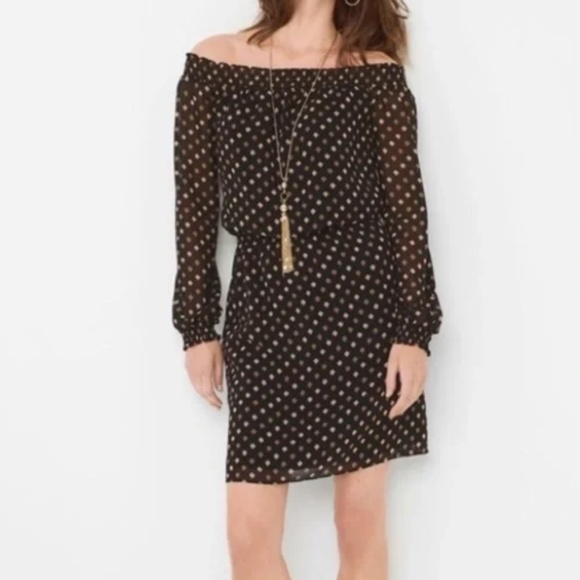 White House Black Market Off The Shoulder Black Dress Size XXS - Picture 1 of 2